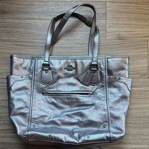 Coach Metallic Silver Tote Bag